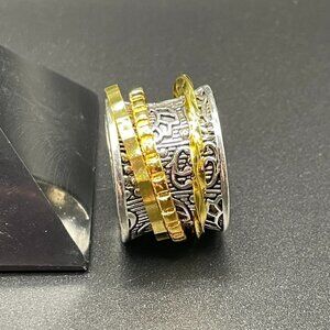 Boho Spinner Ring Two Tone Funky and Chunky #647